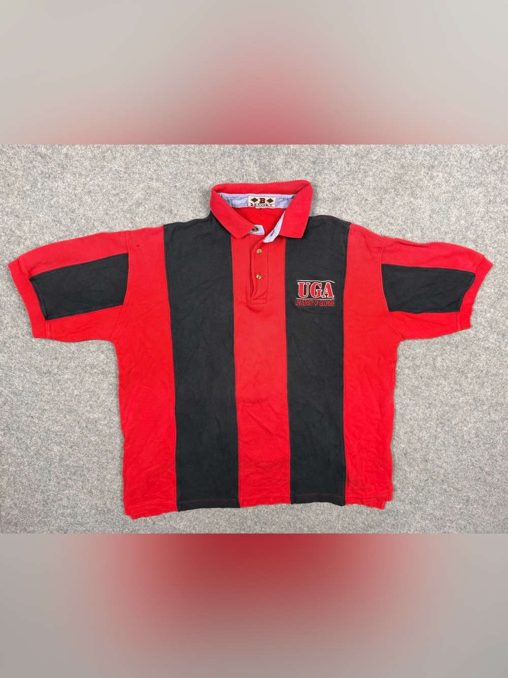 Vintage UGA Georgia Bulldogs B Resort Red Black Polo Shirt